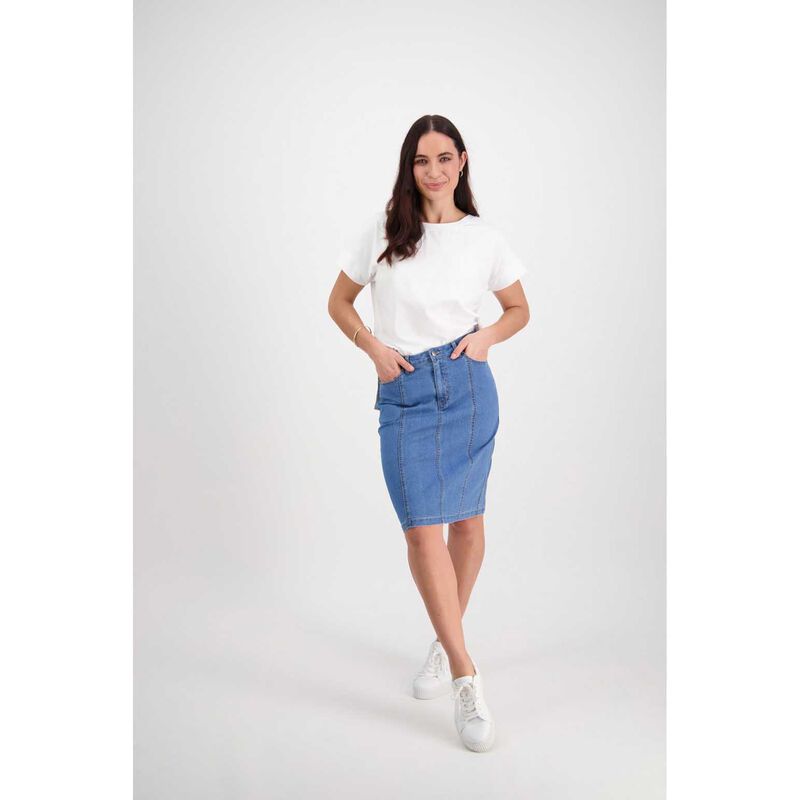 Vassalli Contrast Stitch Denim Skirt image number 7